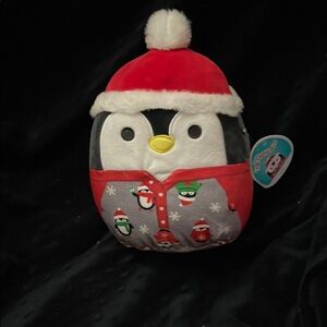 Squishmallows Penguin in Santa Hat - Red, Black, White